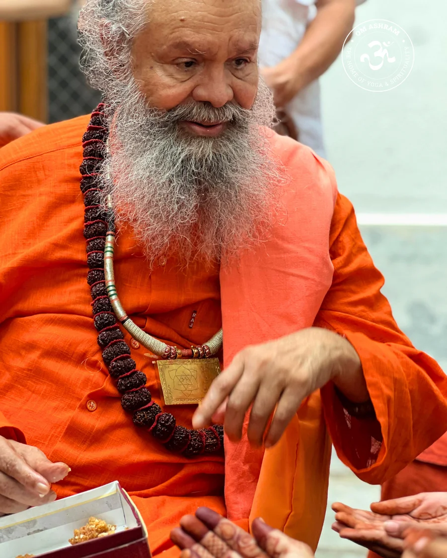 Smiling Master with disciples.